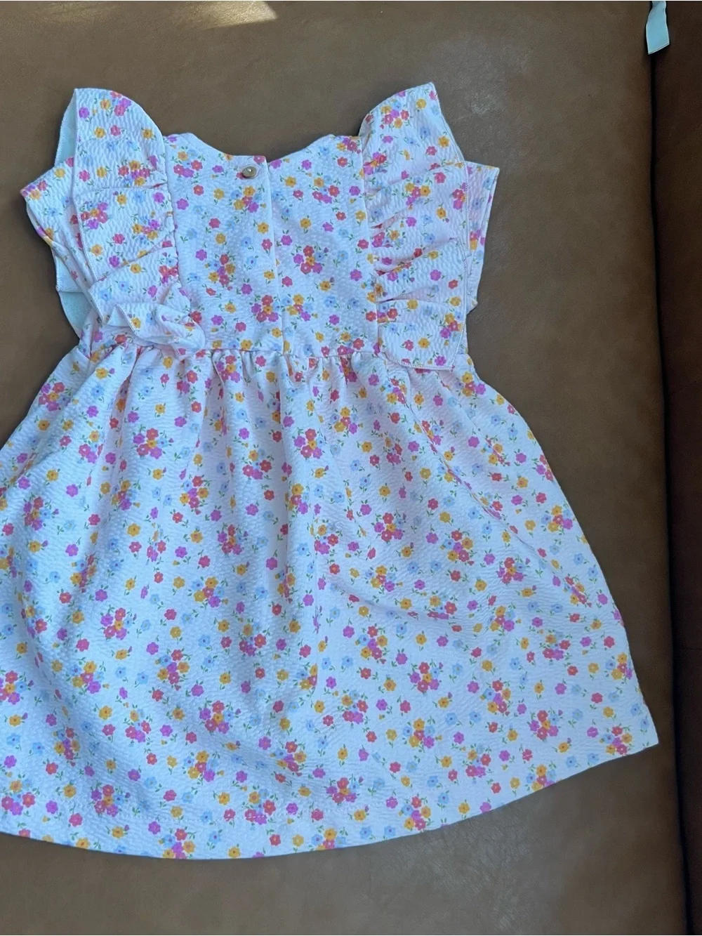 Zara Kids Baby Girl Pink Ditsy floral print texture dress Flutter Sleeve 12-18M